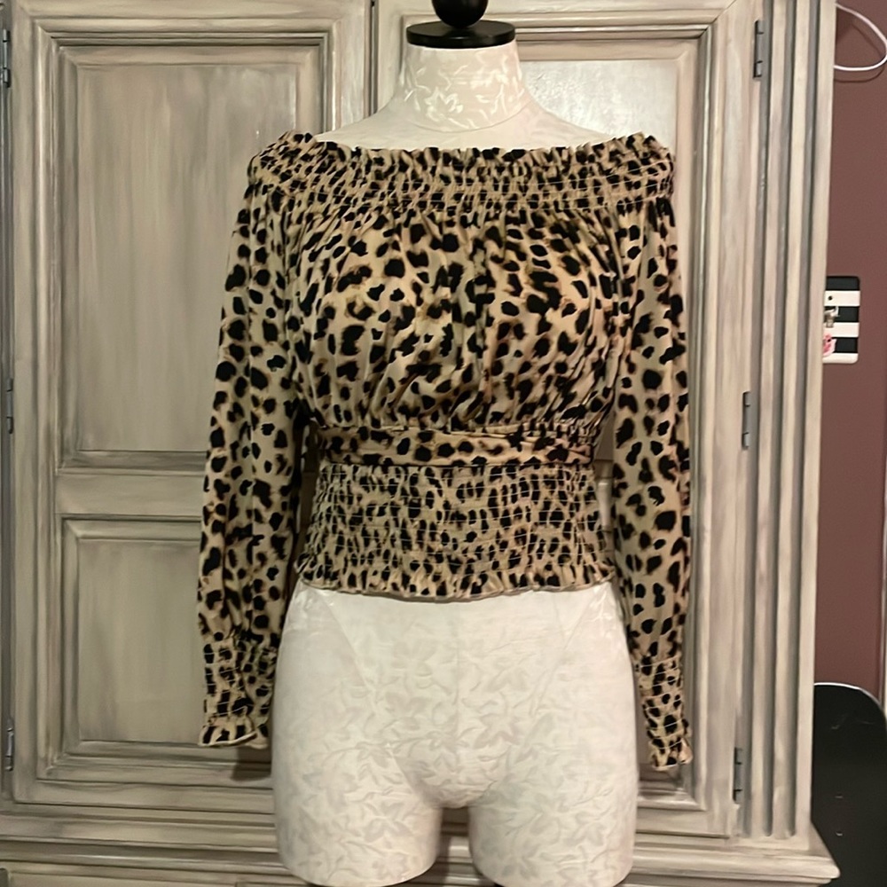 Express 3/4 sleeve leopard print blouse